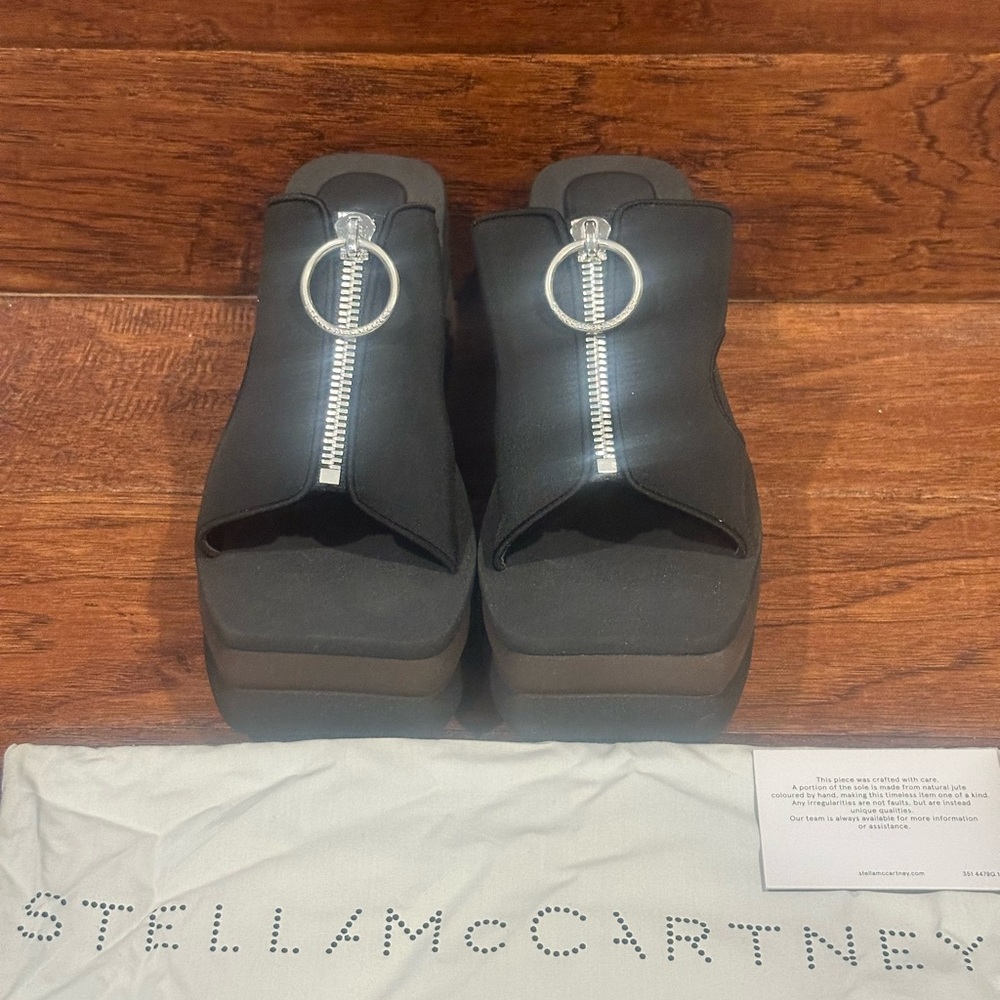 Stella McCartney Black Platform Shoes with Silver Zipper